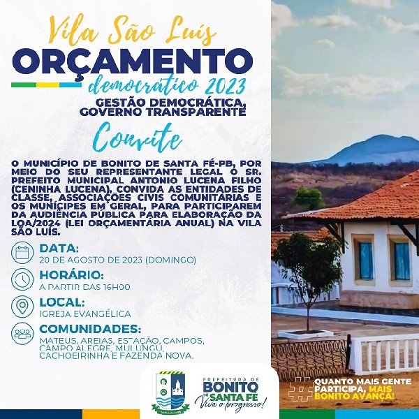 Convite - Orçamento Democrático 2023 - Vila São Luis (20/08/2023)